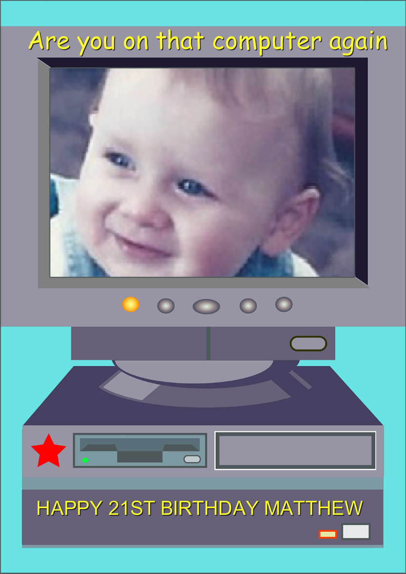 Computer Geek - card made with Crafty Bob's Card Creator
