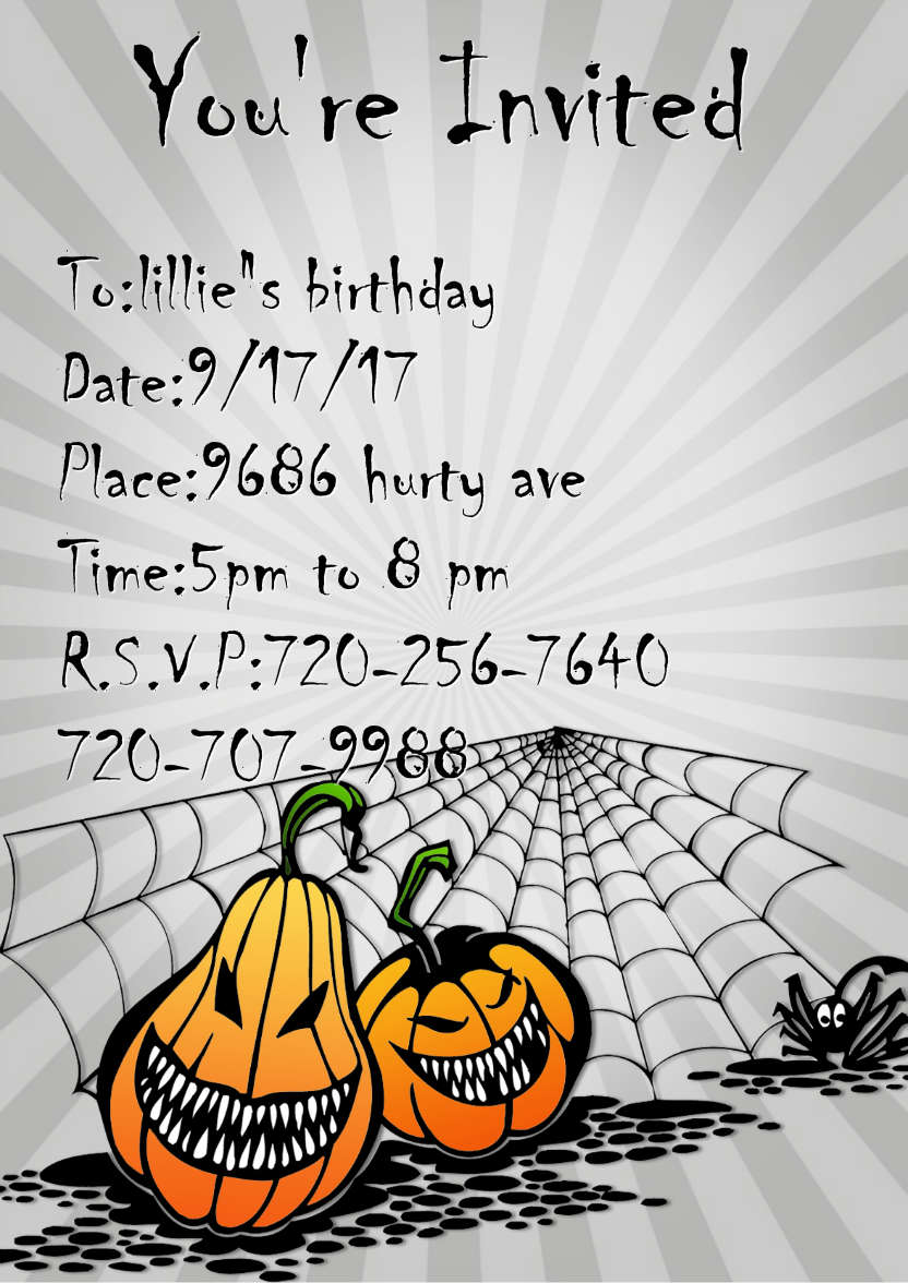 Spooky Pumpkins Halloween Card/invitation - card made with Crafty Bob's Card Creator