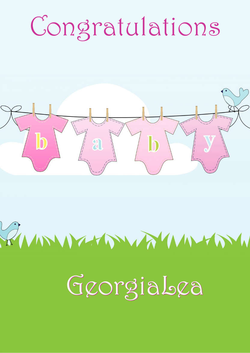 Washing Line New Baby Girl - card made with Crafty Bob's Card Creator