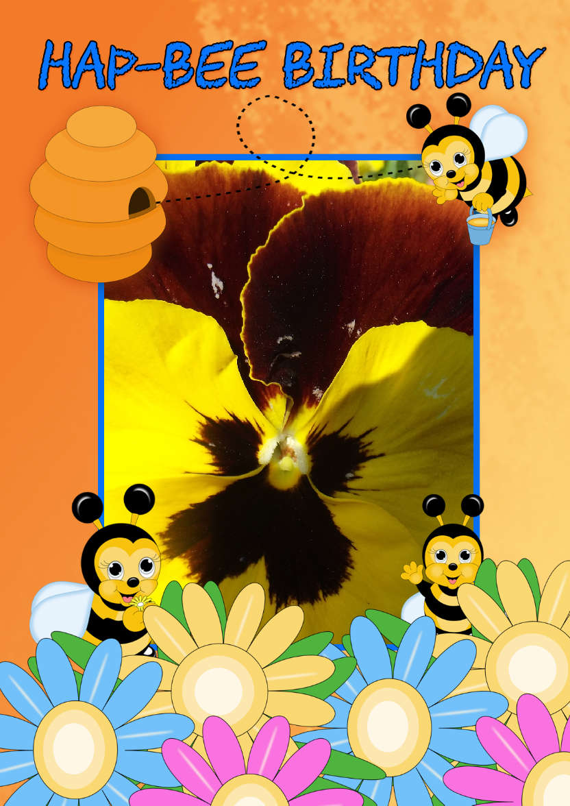 Bee Birthday Card Your Photo Here - card made with Crafty Bob's Card Creator