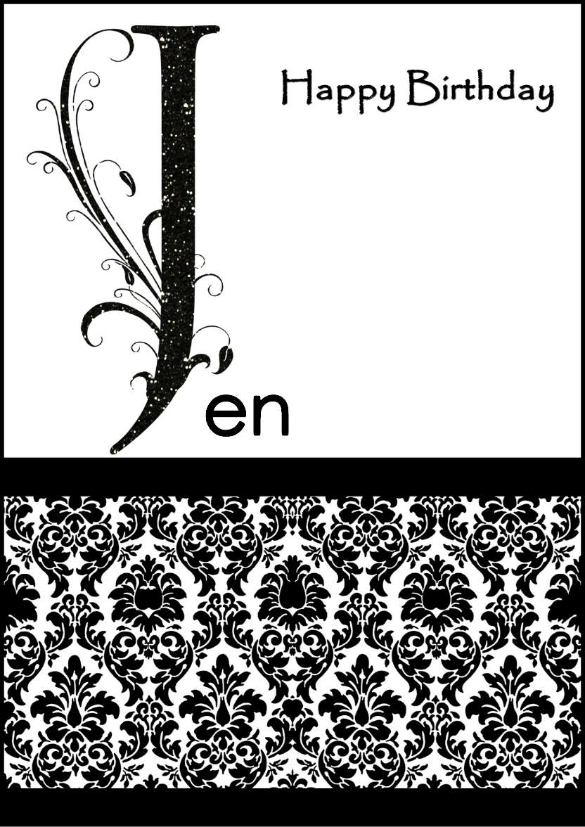 Damask Monogram Letter J Card - card made with Crafty Bob's Card Creator