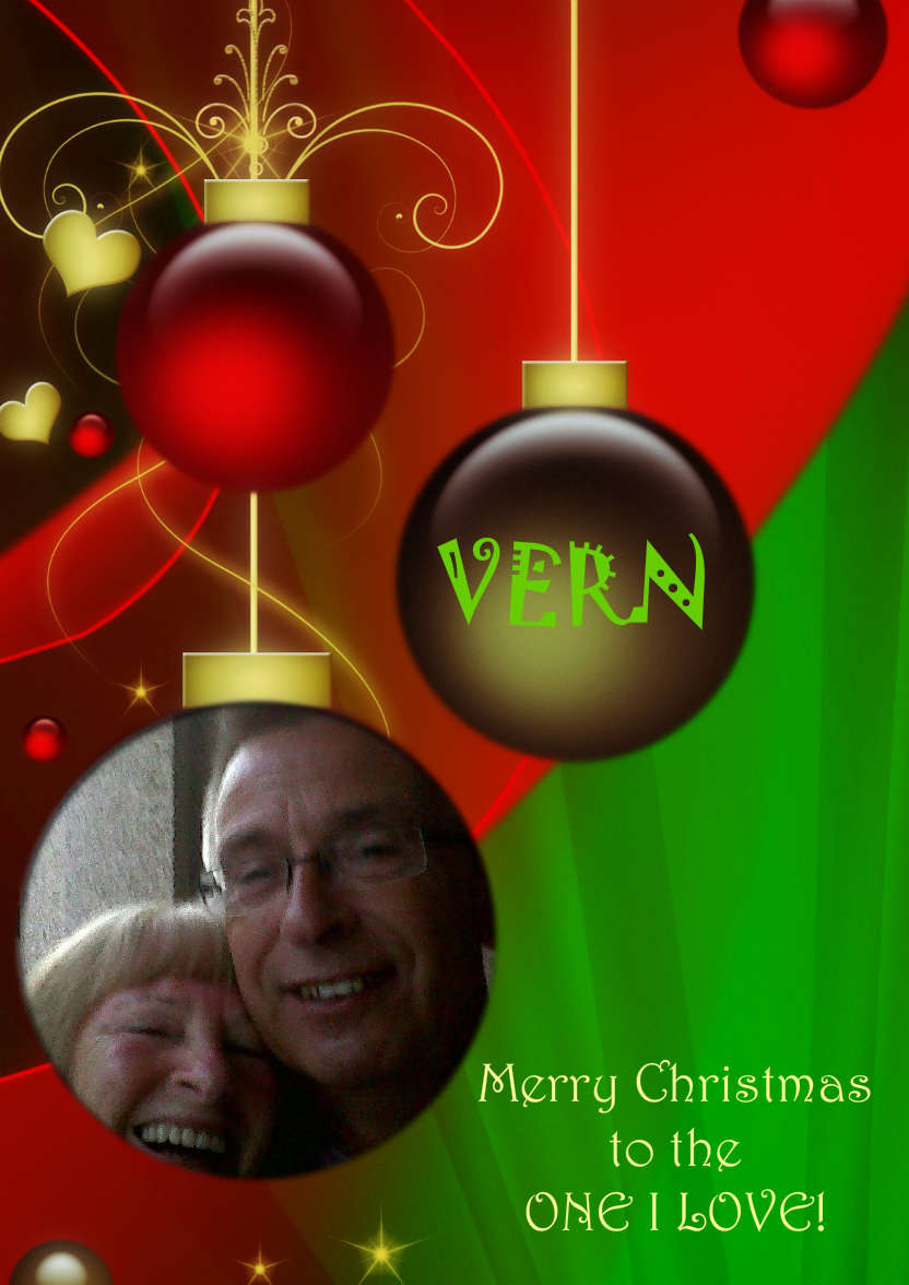 Red and Green Vintage Ornament Christmas Photo Card - card made with Crafty Bob's Card Creator