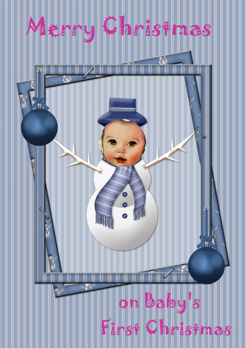 Blue Snowman Photo Card - card made with Crafty Bob's Card Creator