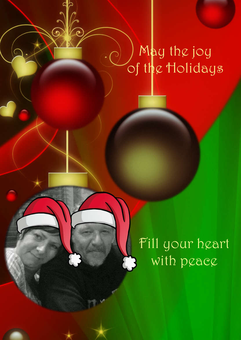 Red and Green Vintage Ornament Christmas Photo Card - card made with Crafty Bob's Card Creator