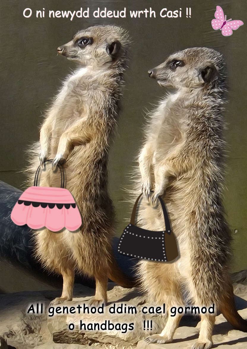 Meerkats with Handbags - card made with Crafty Bob's Card Creator