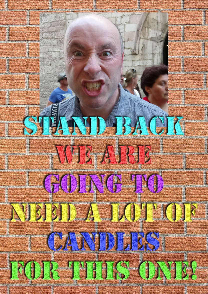 Stand Back Humorous Aperture Birthday Card - card made with Crafty Bob's Card Creator
