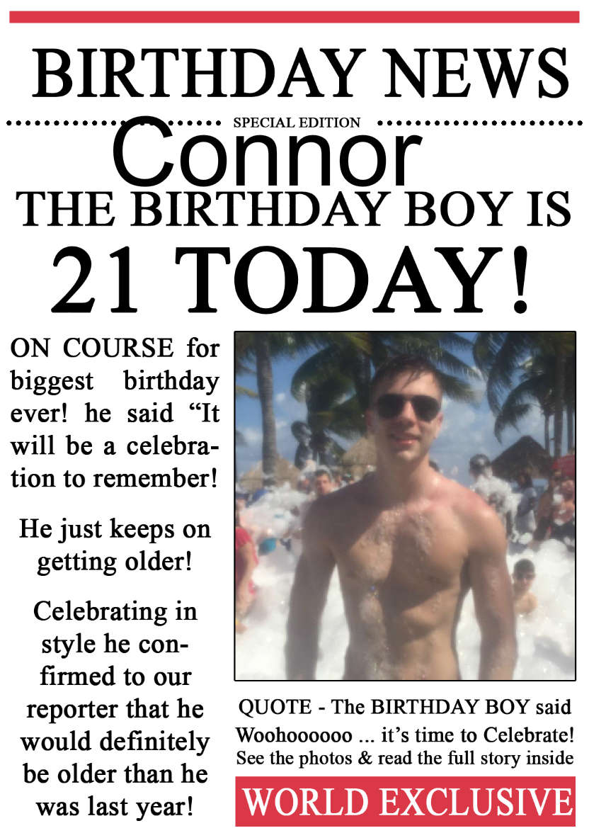 21 Today Birthday News Photo Upload Card - card made with Crafty Bob's Card Creator