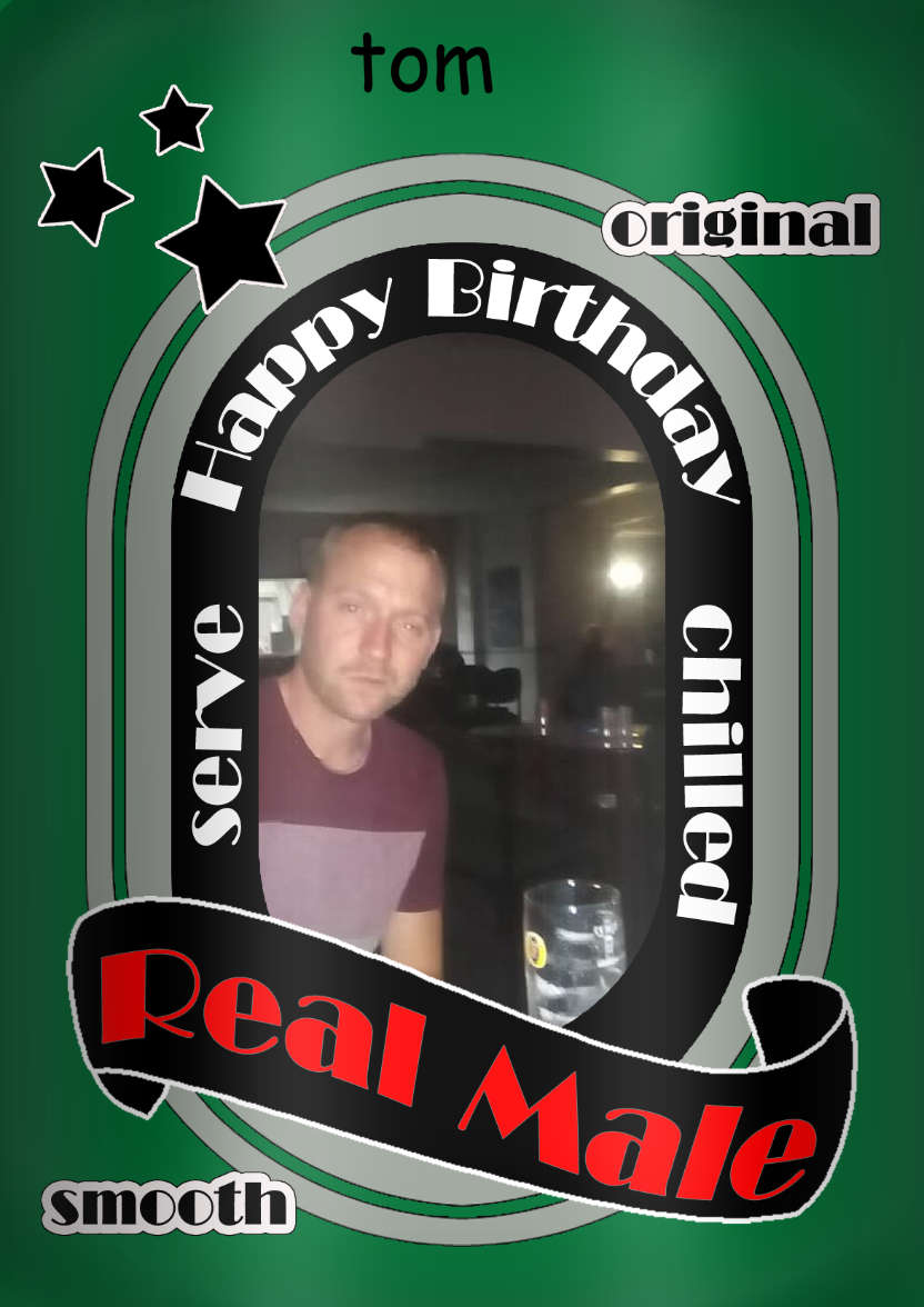 Real Male Beer Can Birthday Photo Upload Card - card made with Crafty Bob's Card Creator