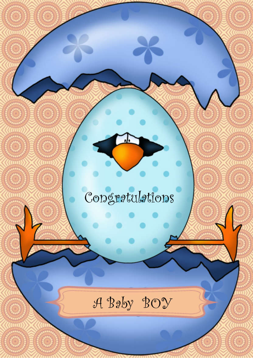 Yippee Chick Baby Boy - card made with Crafty Bob's Card Creator