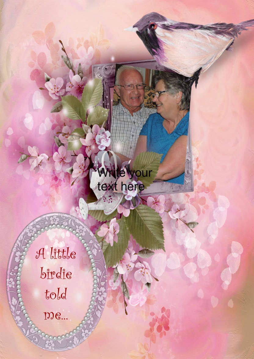 A Little Birdie Told Me -  Pink Floral Vignette - card made with Crafty Bob's Card Creator