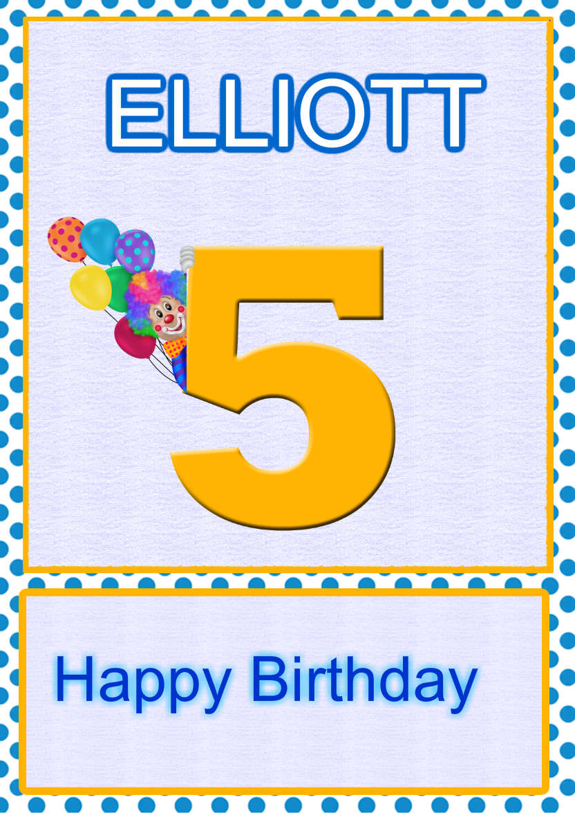 Bright and Fun for Little Boys 5th Birthday - card made with Crafty Bob's Card Creator