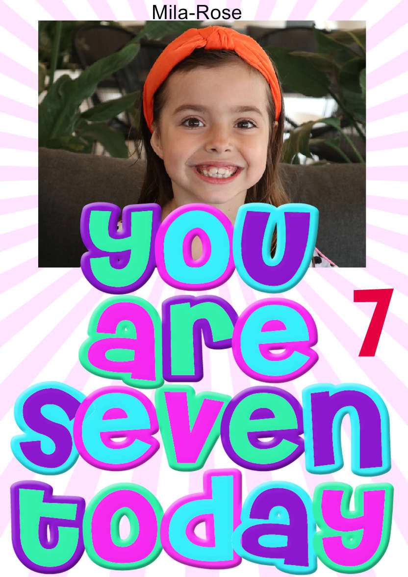 You Are Seven Girls Birthday Card - card made with Crafty Bob's Card Creator
