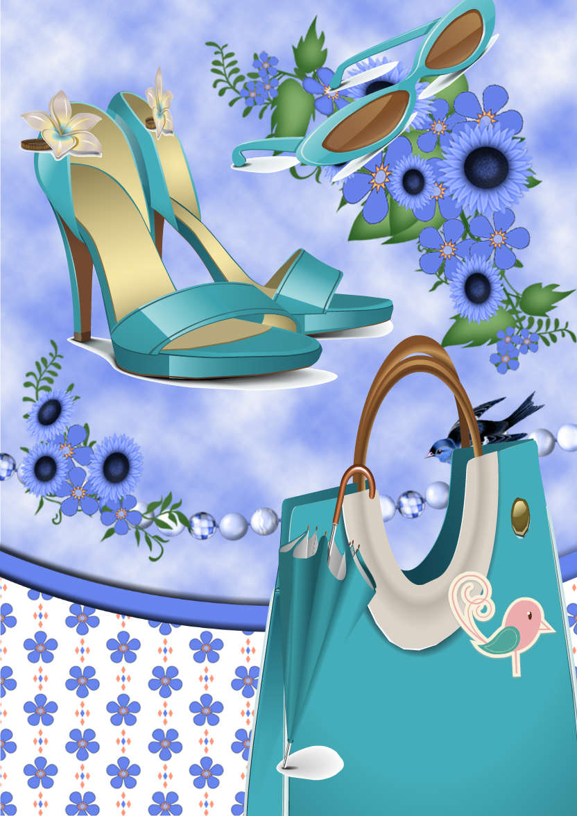 Blue Flowers Birthday Card - card made with Crafty Bob's Card Creator