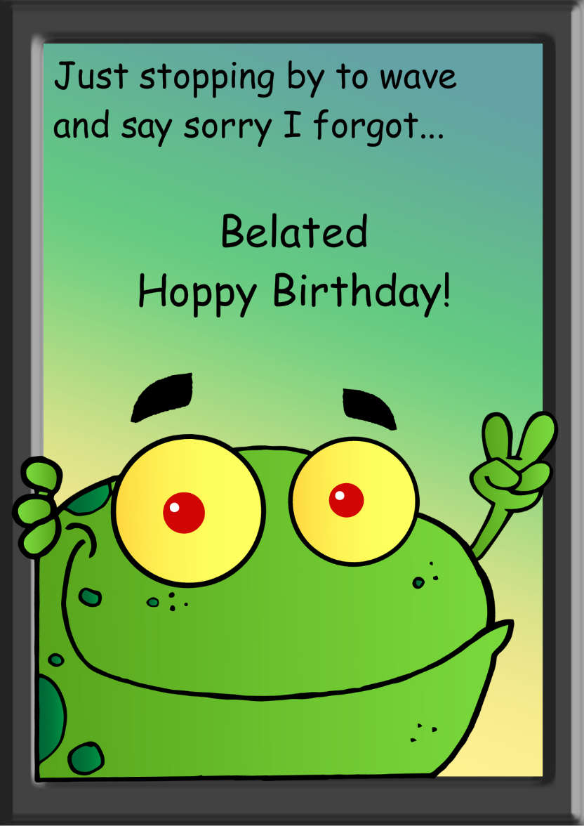 Belated Hoppy Birthday Frog Card - card made with Crafty Bob's Card Creator