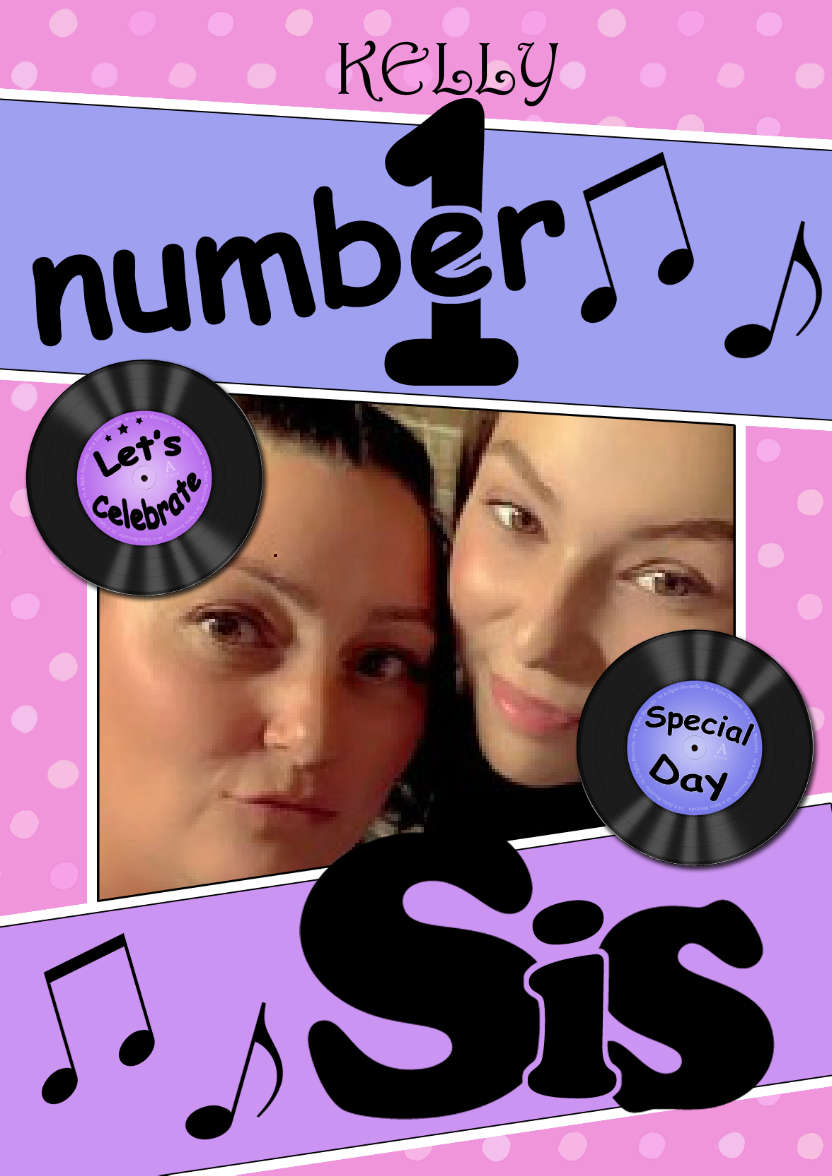 No 1 Sis Record Photo Upload Card - card made with Crafty Bob's Card Creator