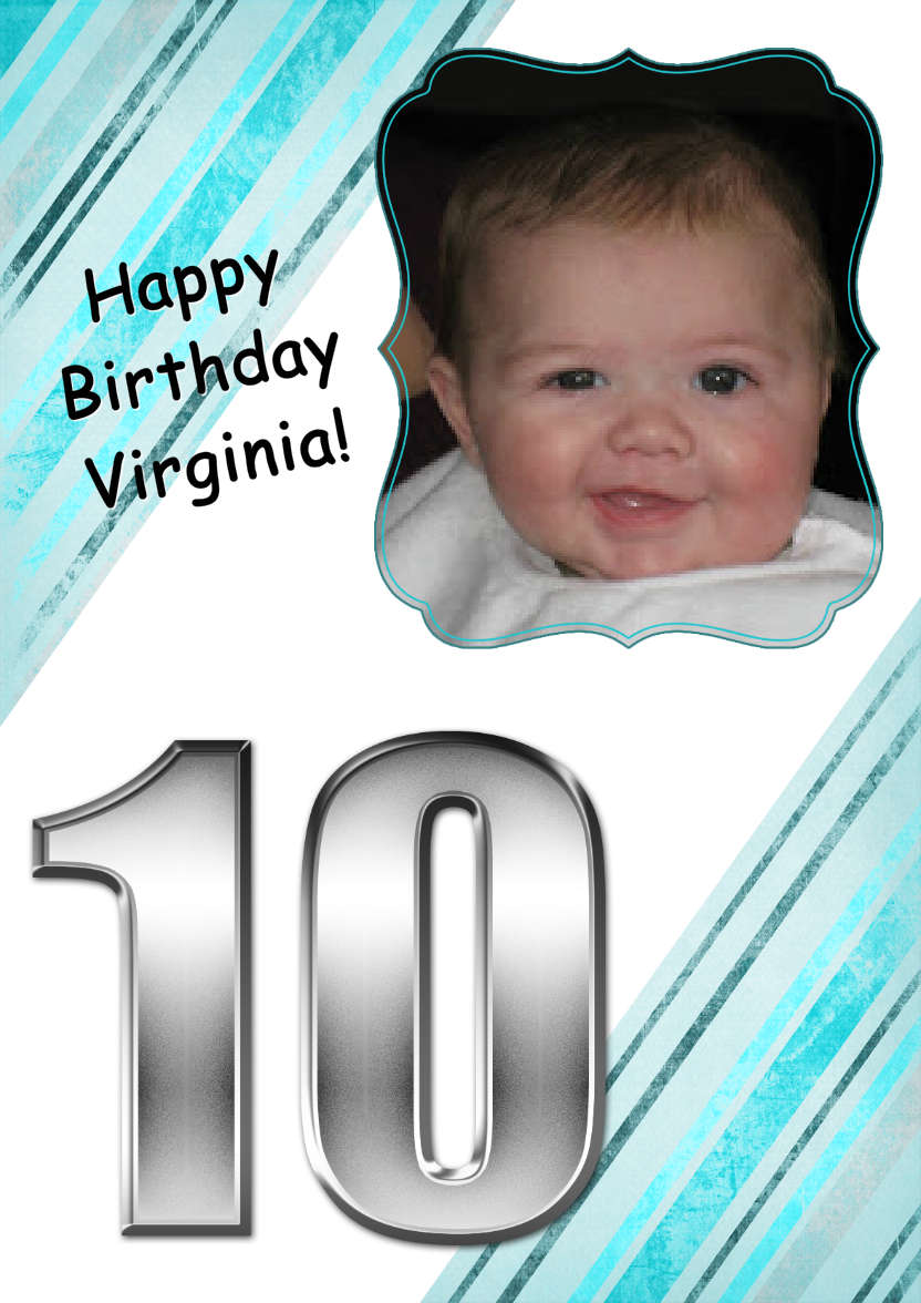 Grunge Stripes Age 10 Birthday Boy - card made with Crafty Bob's Card Creator