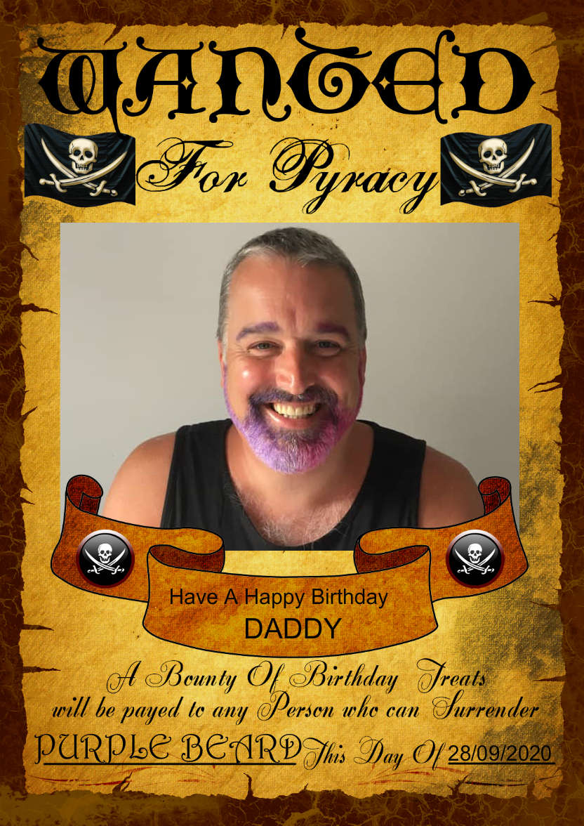 Fun Male Wanted Poster Birthday Card, Photo - card made with Crafty Bob's Card Creator