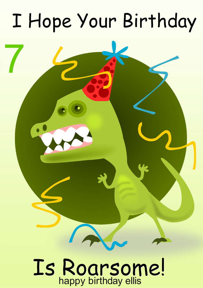 Roarsome Birthday Card - card made with Crafty Bob's Card Creator