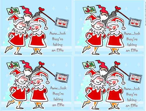 Elfie Selfie Postcard Front - Four to a Page