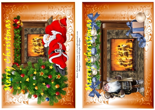 Fireplace with Santa A5 Quick Cards