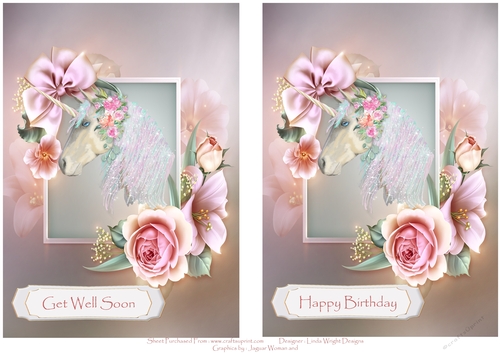 Unicorn and Roses - Birthday and Get Well A5 Cards