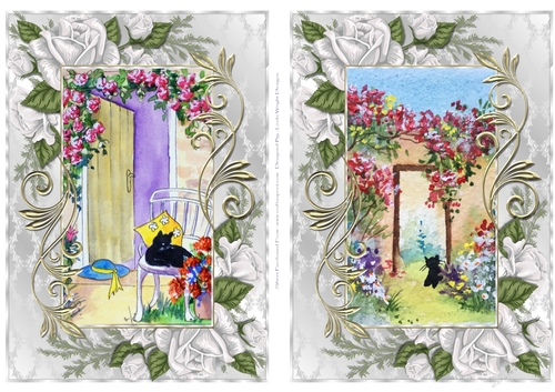 Cats At The Yellow Door and Garden Door A5 Size