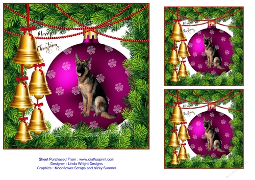 Christmas Baubles Card - Dog Series - No. 4 Alsation