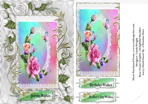 Lacey Rose Oval In White Rose Frame