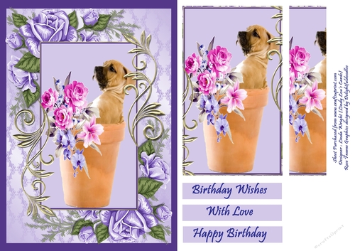 Dog In A Pot with Flowers