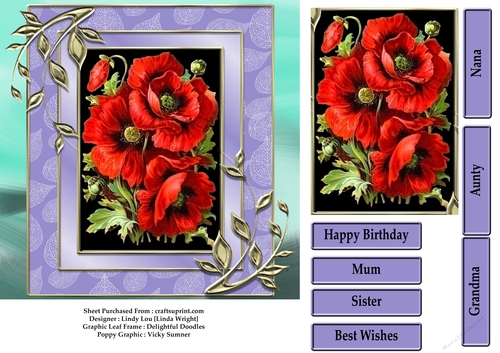 Delightful Poppies 7 x 7 