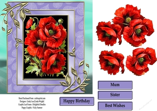 Delightful Poppies 7 x 7 Decoupage