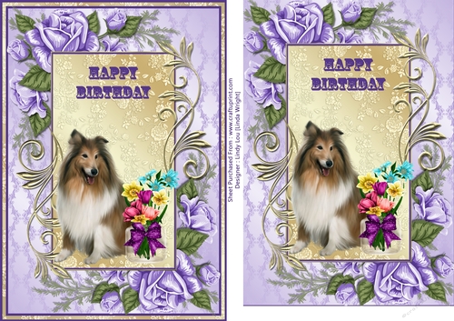 Collie Dog and Flowers