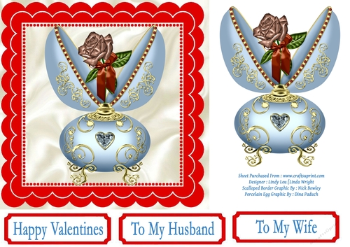 Valentines Porcelain Egg - Light Blue