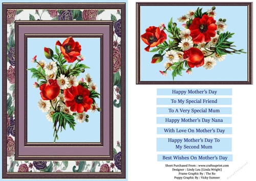 Poppies And Daisies For Mum or Special Friend On Mothers Day