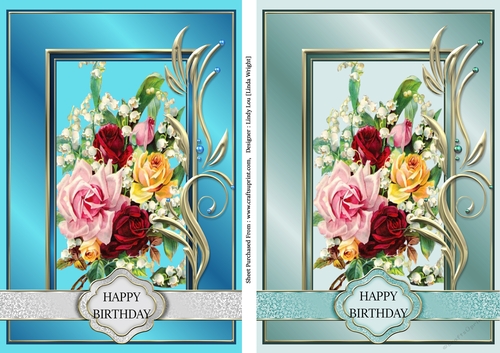 Floral Bouquet Delight Aqua & Teal