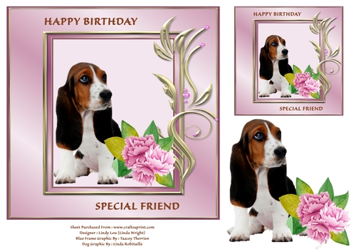 Beagle and Flowers 7 x 7