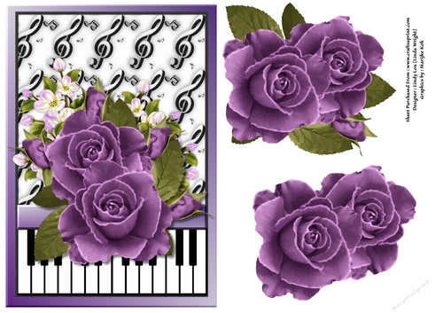 Purple Roses on Piano and Music A5