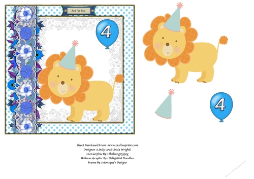 Childs Birthday Four Today 6 x 6