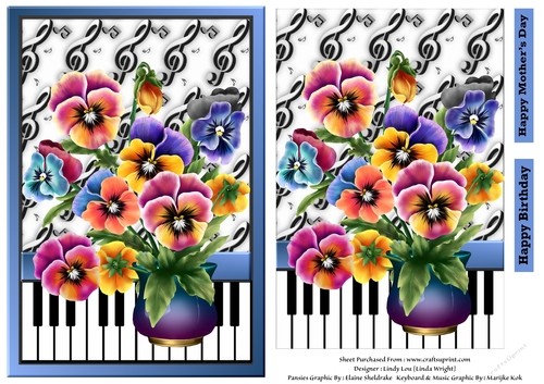 Pansies on Piano Keyboard and Music