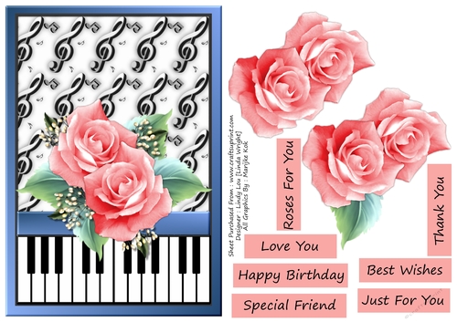 Peach Roses on Keyboard and Music