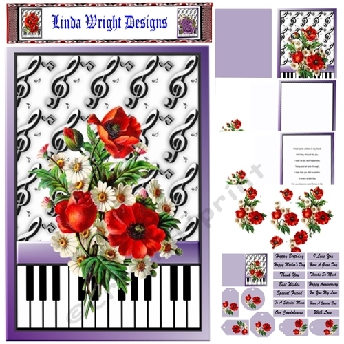 Poppies and Daisies On Musical Background