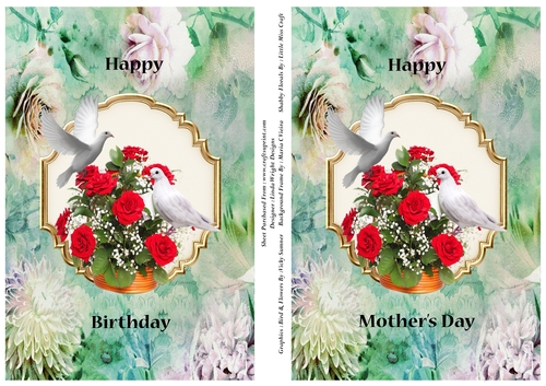 White Doves and Red Roses A5