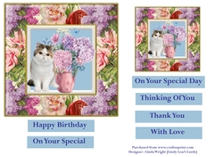 Fluffy Cat and Flowers