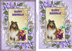 Collie Dog and Flowers