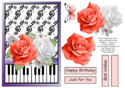 Peach Roses on Music Background