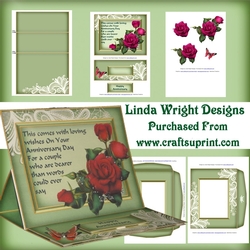 Red Roses Anniversary Green Easel Card