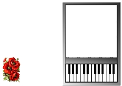 Poppies & Music Insert with Piano Outline A4