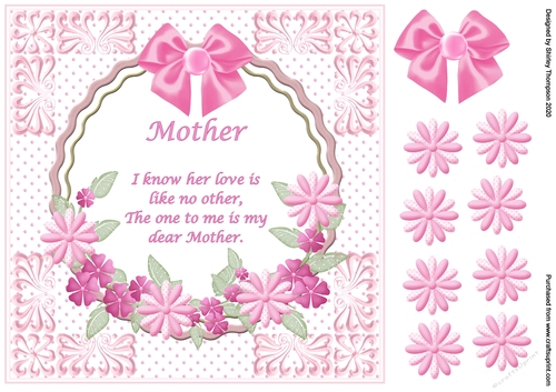 Pink 8 x 8 Mothers Day quick card front