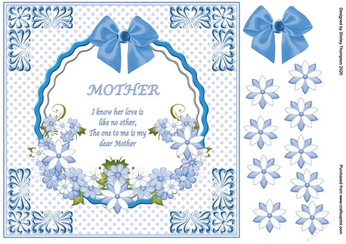 Blue 8 x 8 Mothers Day quick card front