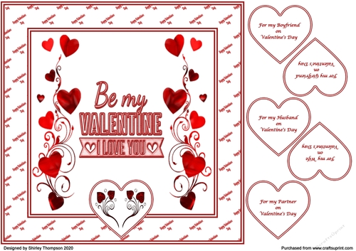 8 x 8 Be my Valentine quick card front